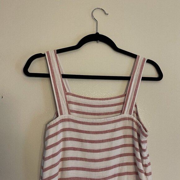 beachlunchlounge Women XS Red White Stripe Linen Cotton Wide Leg Talia Jumpsuit - Picture 10 of 13